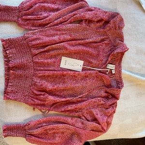 Pink Joie Blouse! Cute pattern v cut! Size XS